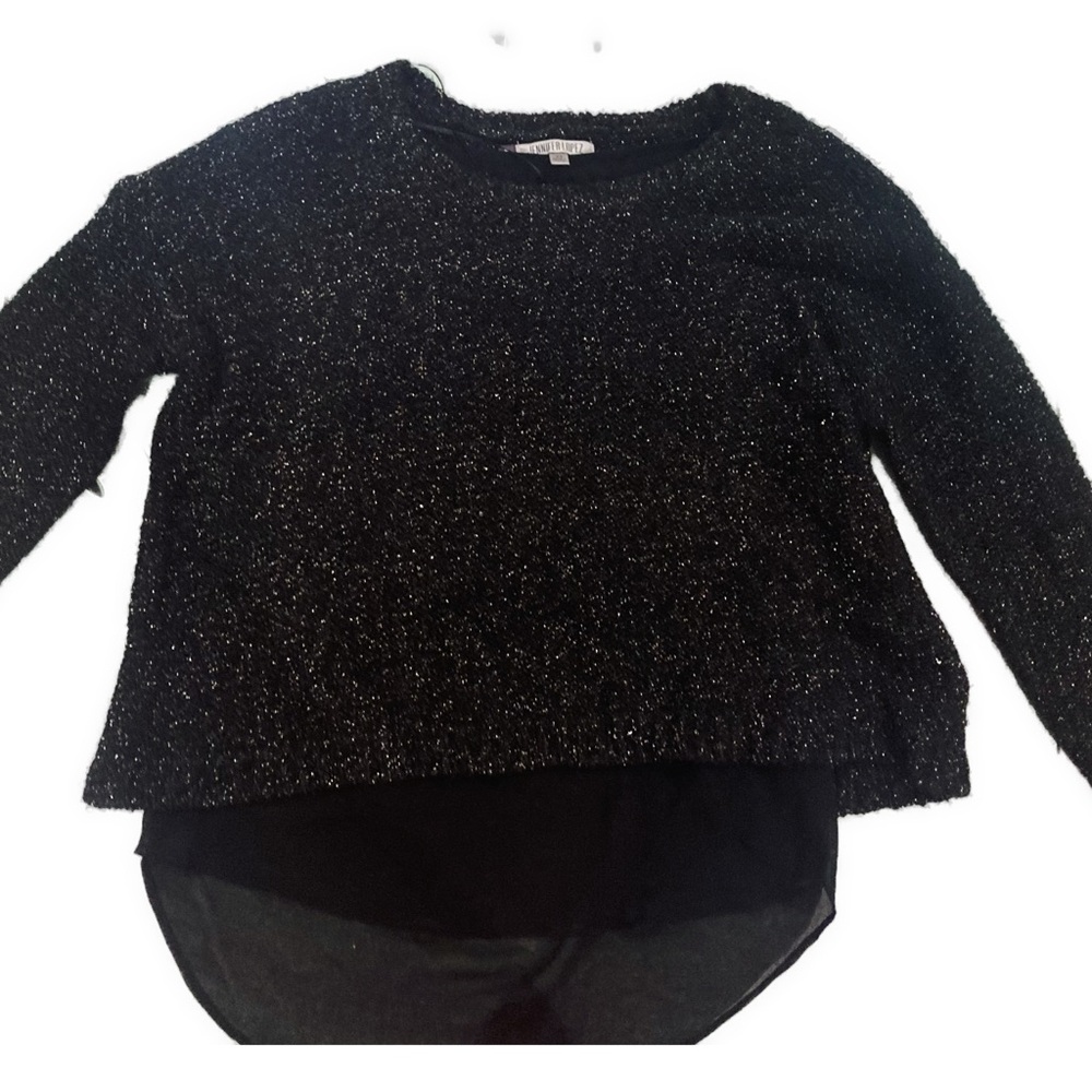 Jennifer Lopez Glitter Knit 3/4 Sleeve Sweater w/ Sheer Underlayer size XS NWOT